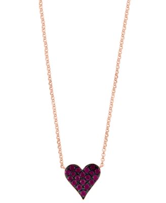 Emerald & Ruby Pav&eacute; Heart Pendant Necklace Collection in 14k Gold and Rose Gold