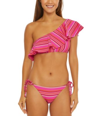 Marai Asymmetrical Ruffle Bandeau Top Side Tie Bikini Bottoms
