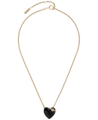 18K Gold-Plated Black Knot Heart Necklace