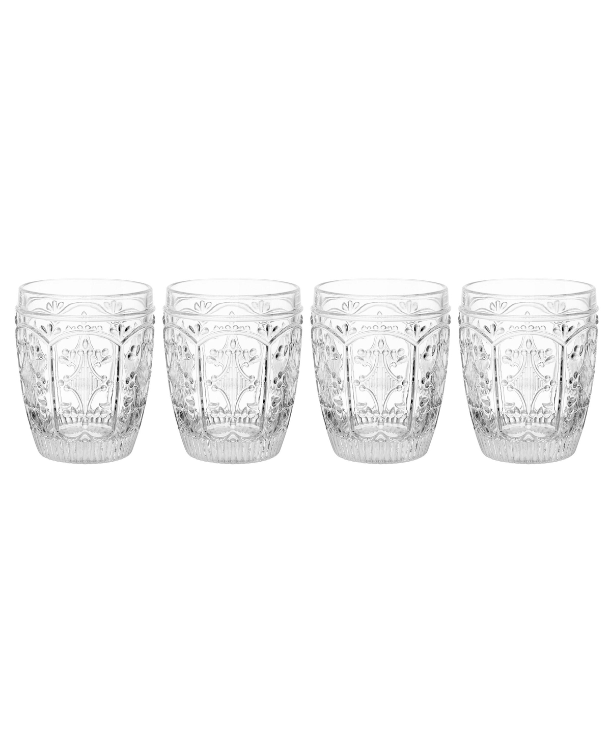 Fitz And Floyd Trestle 10-oz Double Old Fashioned Glasses 4-piece Set In Clear
