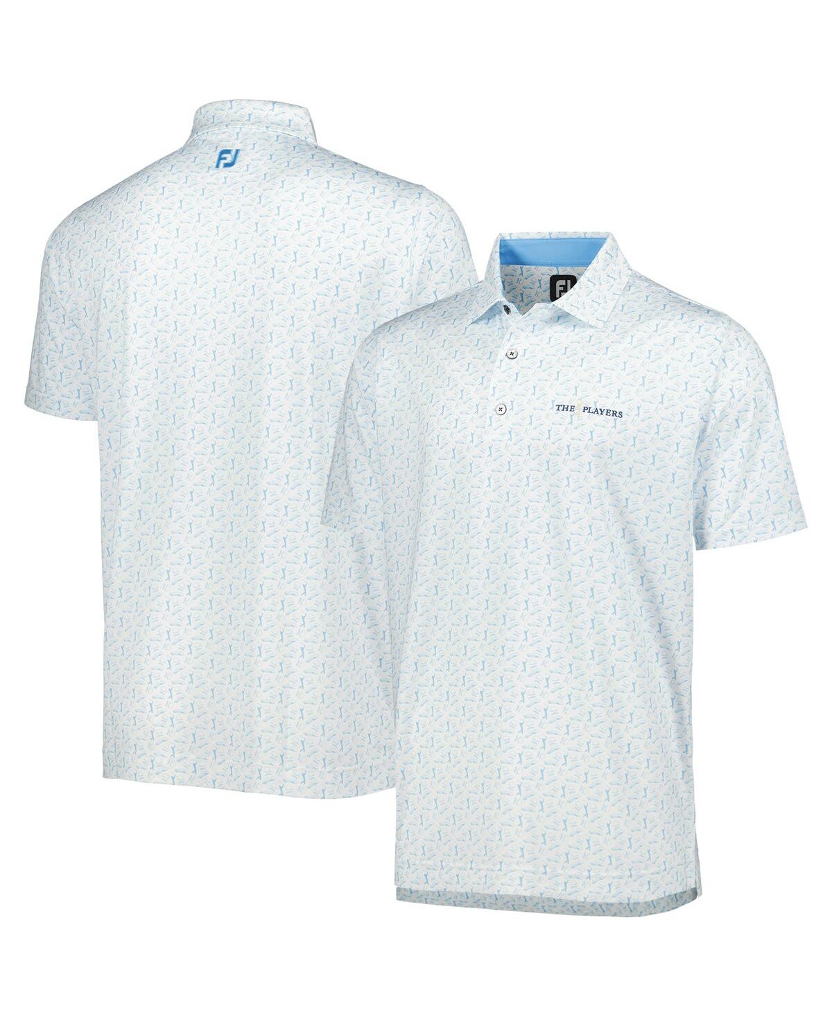 Shop Footjoy Men's  White, Light Blue The Players Allover Print Prodry Polo Shirt In White,light Blue