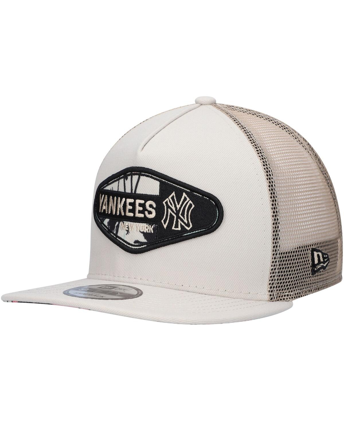 New Era Men's  Natural New York Yankees Retro Beachin' Patch A-frame Trucker 9fifty Snapback Hat In Natural