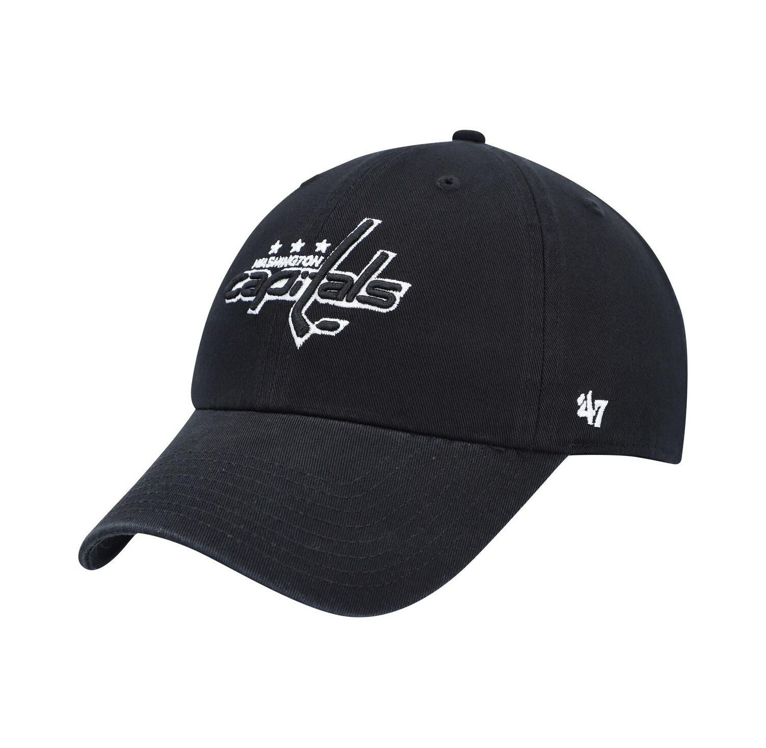 Men's Black Washington Capitals Clean Up Adjustable Hat