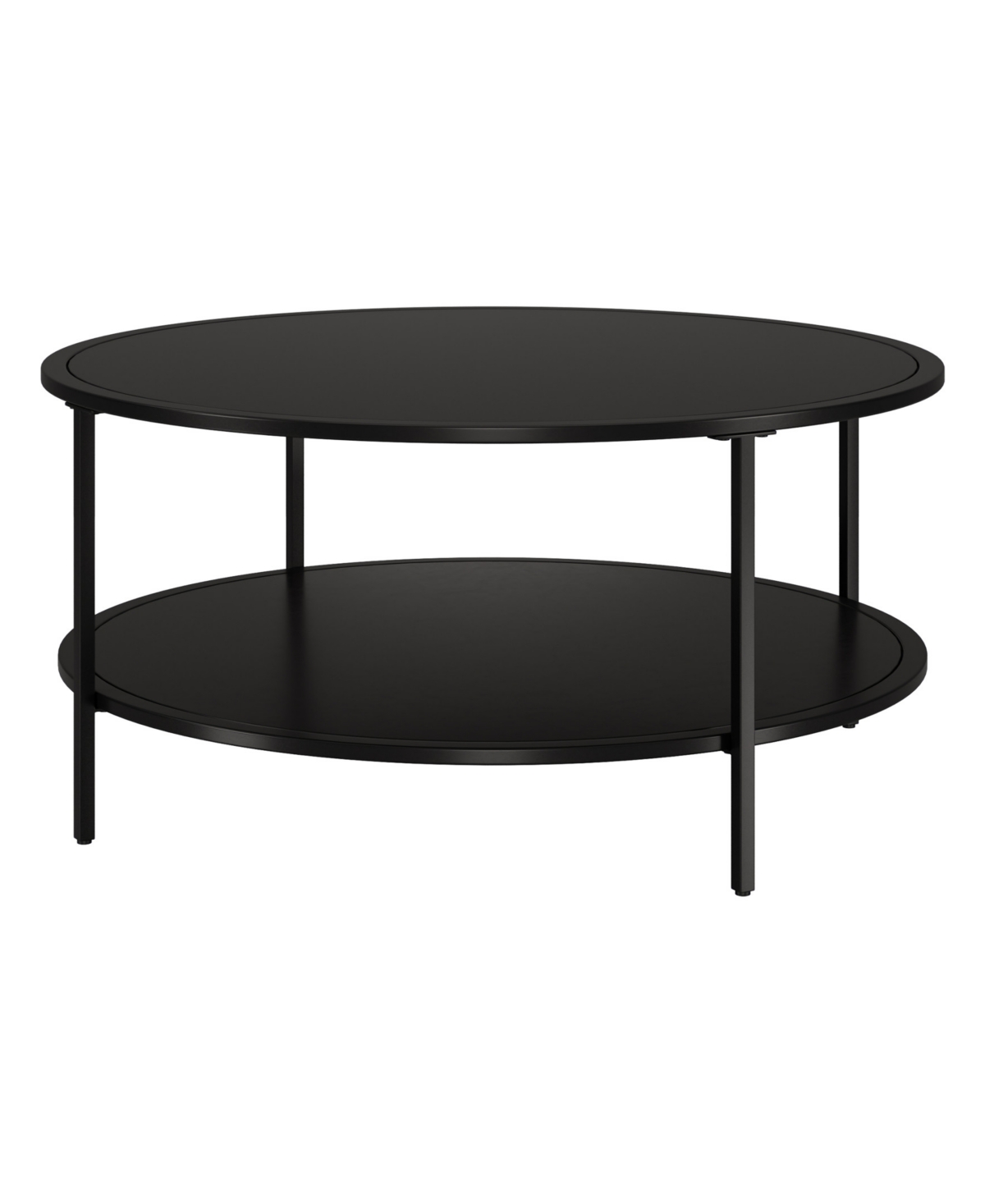 Hudson & Canal Sivil 36" Wide Round Coffee Table With Metal Top In Blackened Bronze