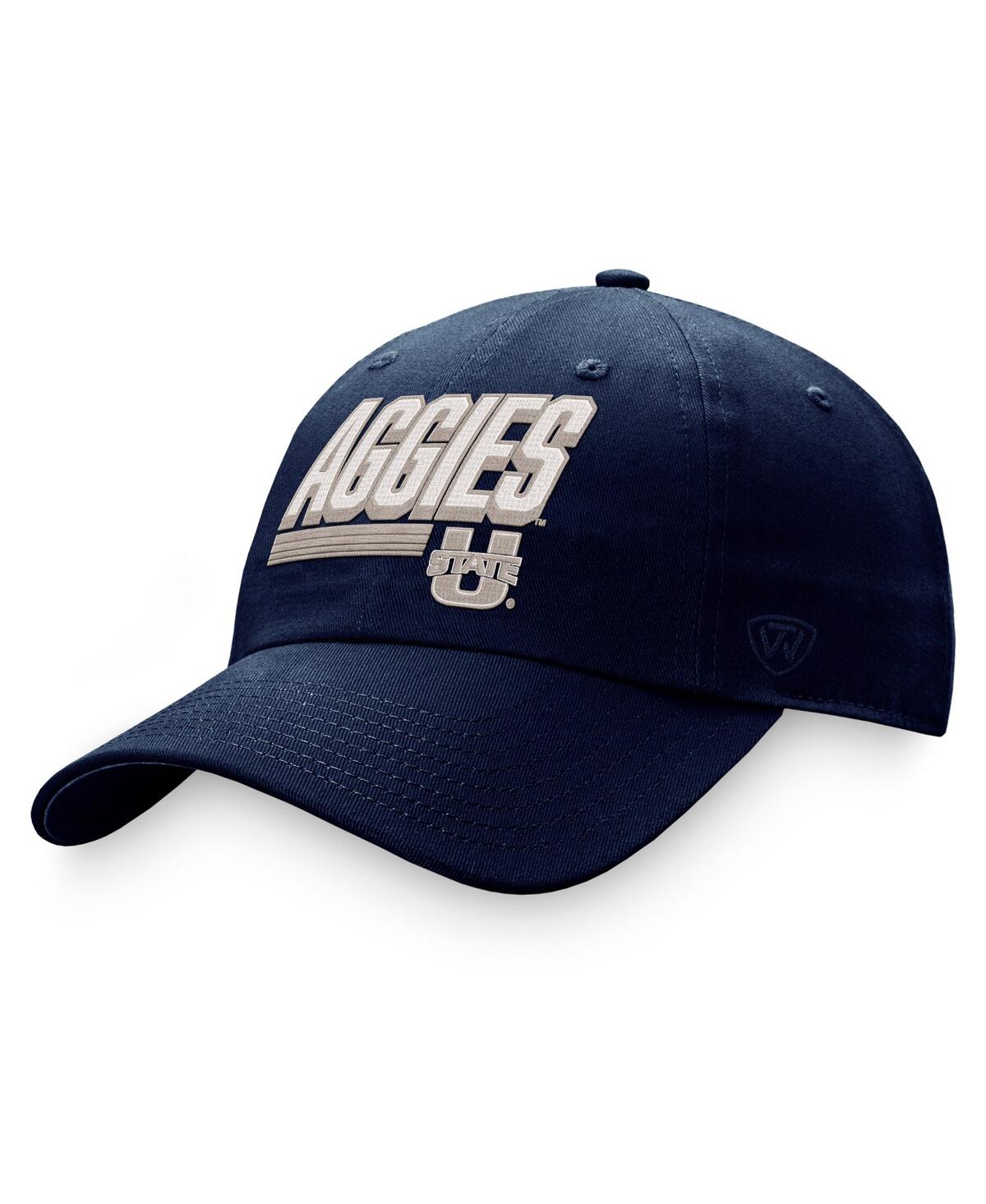 Top Of The World Navy Utah State Aggies Slice Adjustable Hat In Navy