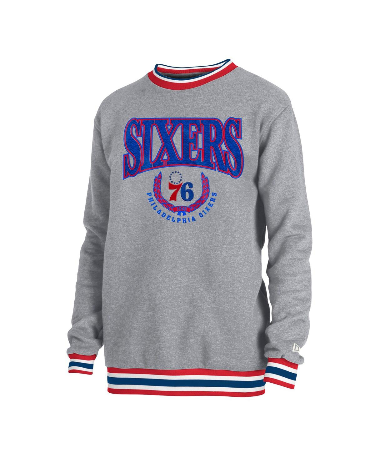 New Era Unisex  Gray Philadelphia 76ers Vintage Throwback Crew Sweatshirt In Gray