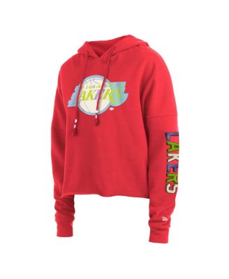 Women's Red Los Angeles Lakers Color Pack Cropped Top Pullover Hoodie
