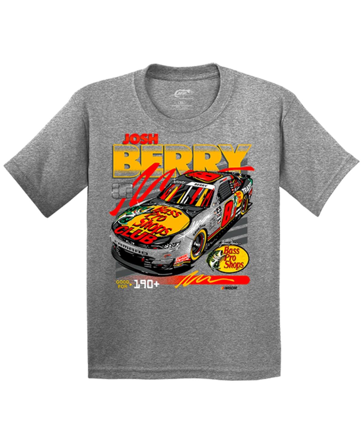 Big Boys and Girls Jr Motorsports Official Team ApparelJosh Berry 2023 #8 Bass Pro Shops T-shirt - Heather Gray