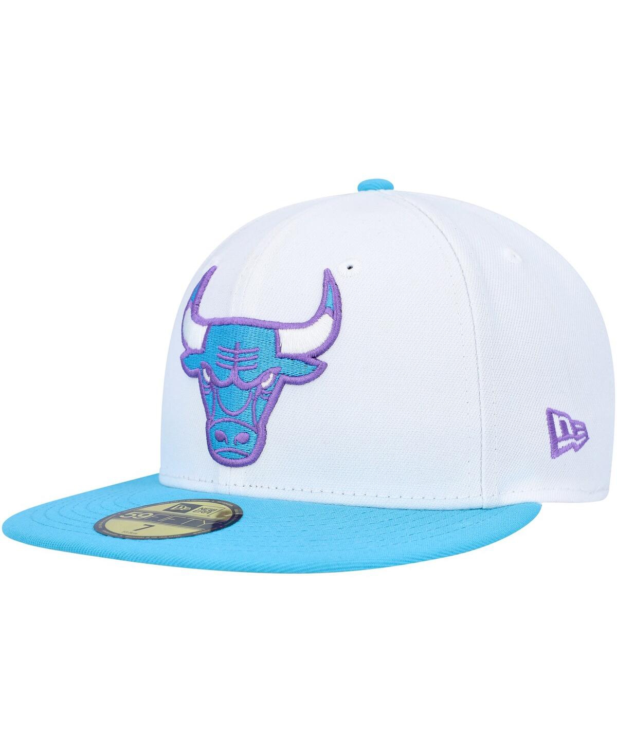 Shop New Era Men's  White Chicago Bulls Vice Blue Side Patch 59fifty Fitted Hat
