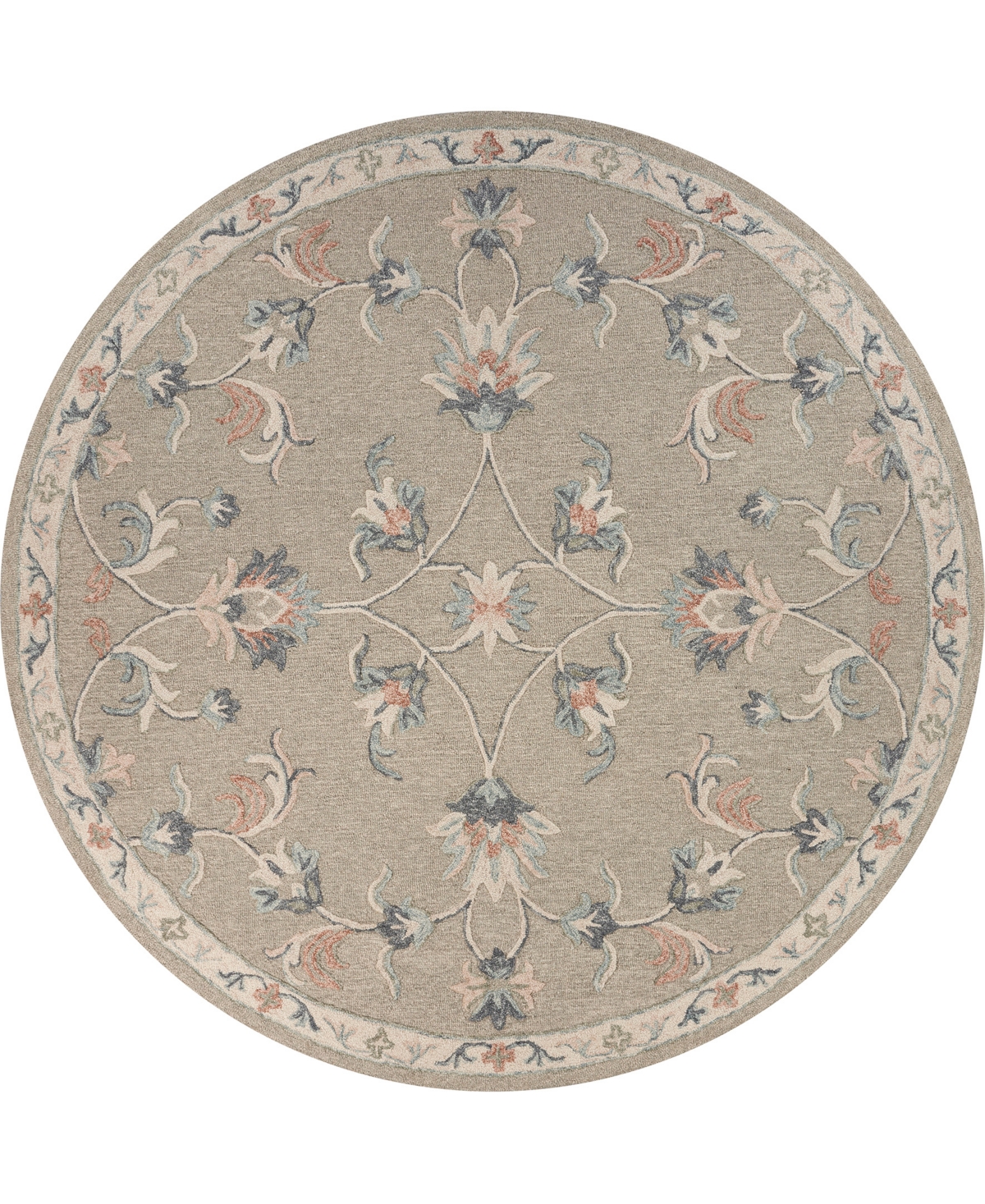 Lr Home Valiant Valnt81585 7'3" X 7'3" Round Area Rug In Silver