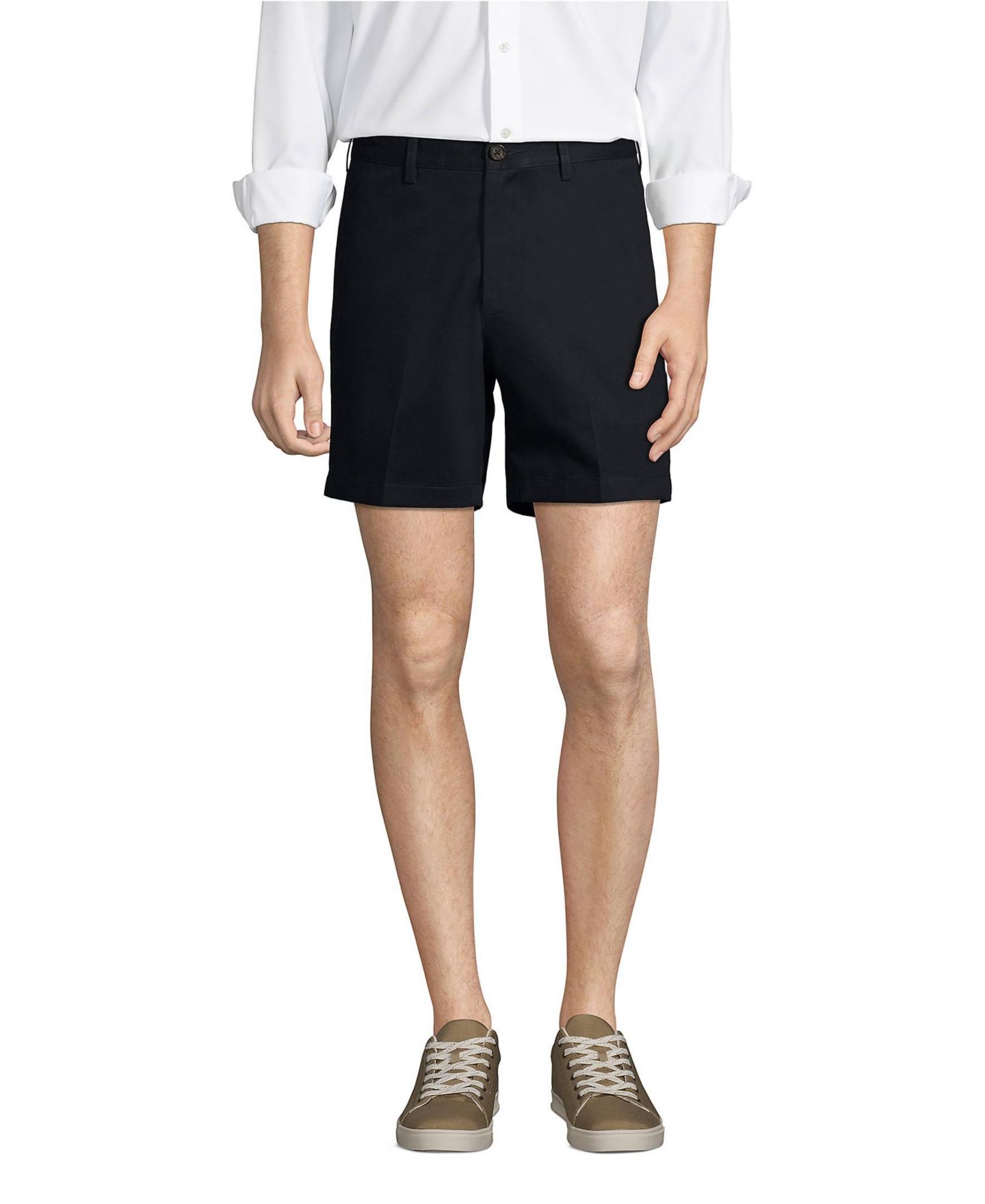 Мужские шорты Lands' End No Iron 6" Plain Front Chino Short, цвет: Чёрный — фото 1