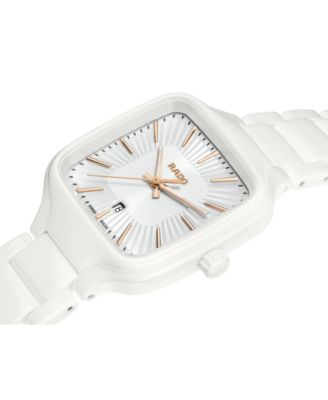 Women's Swiss True Square White High-Tech Ceramic Bracelet Watch 29mm