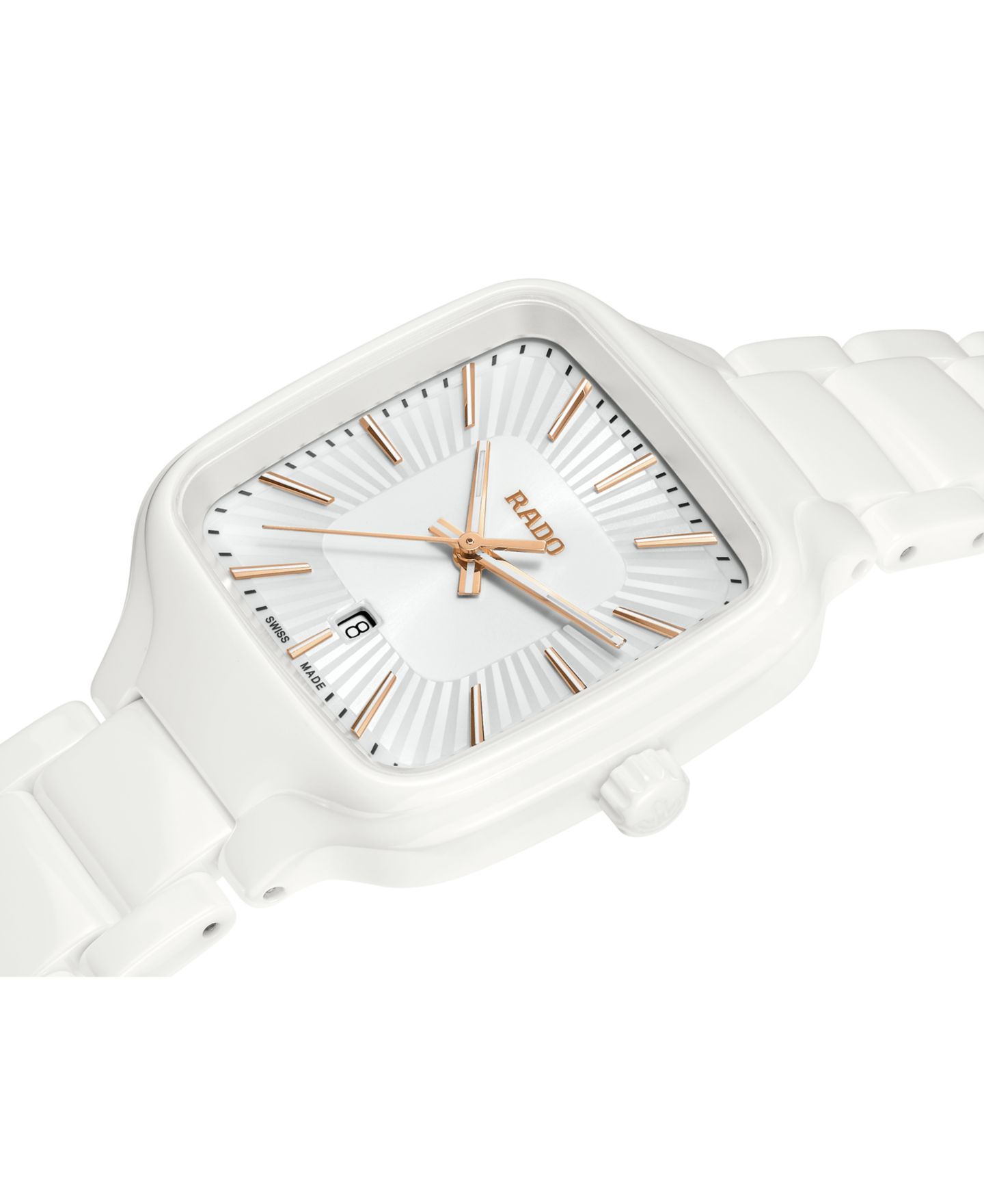 Женские часы Rado Swiss True Square White High-Tech Ceramic Bracelet Watch 29mm — фото 2