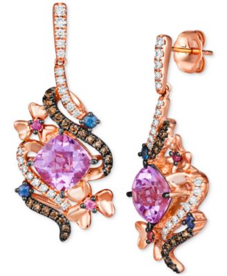 Le Vian - Multi-Gemstone (2-7/8 ct. t.w.) & Diamond (5/8 ct. t.w.) Flowery Swirl Drop Earrings in 14k Rose Gold