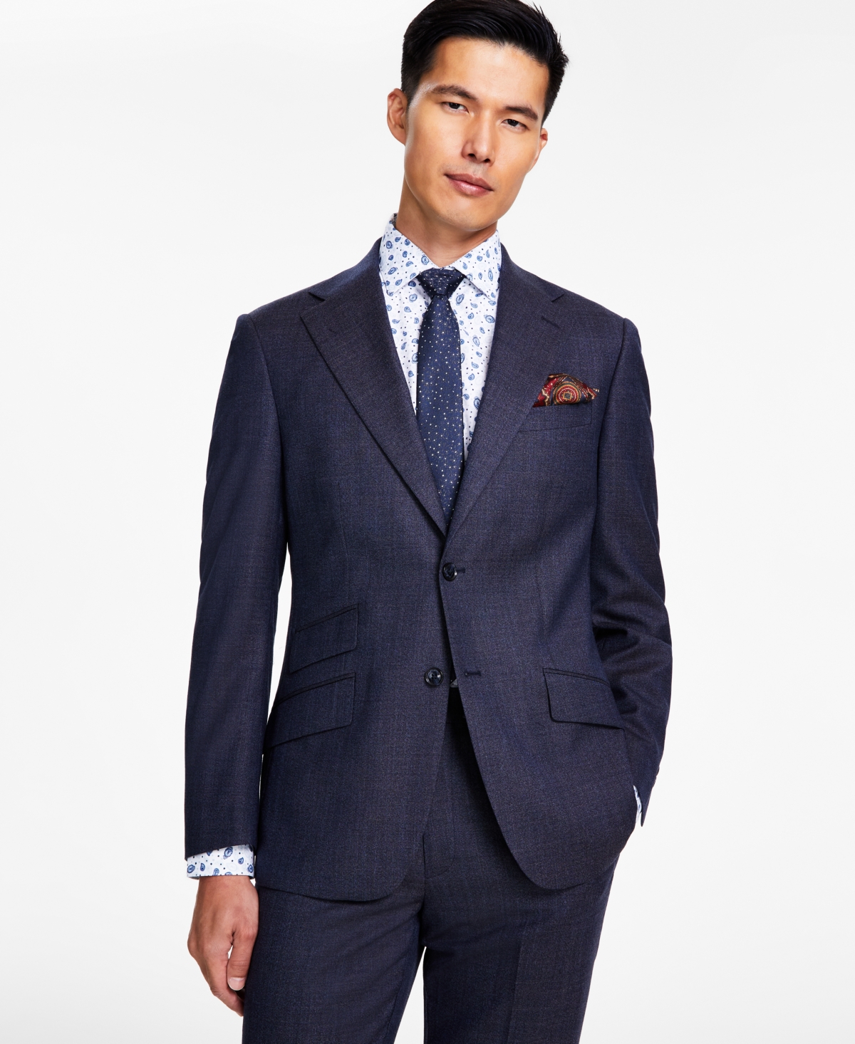 Men's Slim-Fit Stretch Solid Suit Jacket - Grey/brown Pinstripe