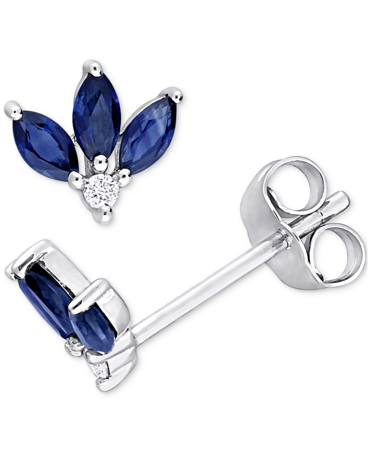 Macy's Sapphire (5/8 Ct. T.w.) & Diamond Accent Stud Earrings In 10k White Gold