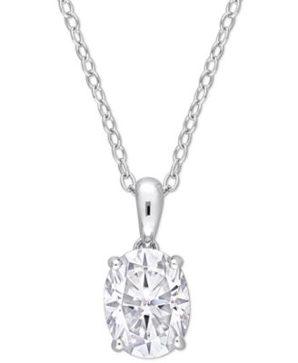 Macy's - Moissanite Oval Solitaire 18" Pendant Necklace (2 ct. t.w.) in Sterling Silver