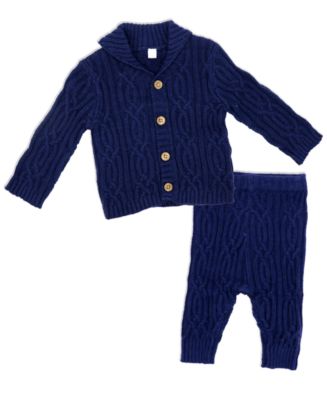 Little Gent Baby Boys Shawl Collar Knit Cardigan and Pants, 2 Piece Set ...