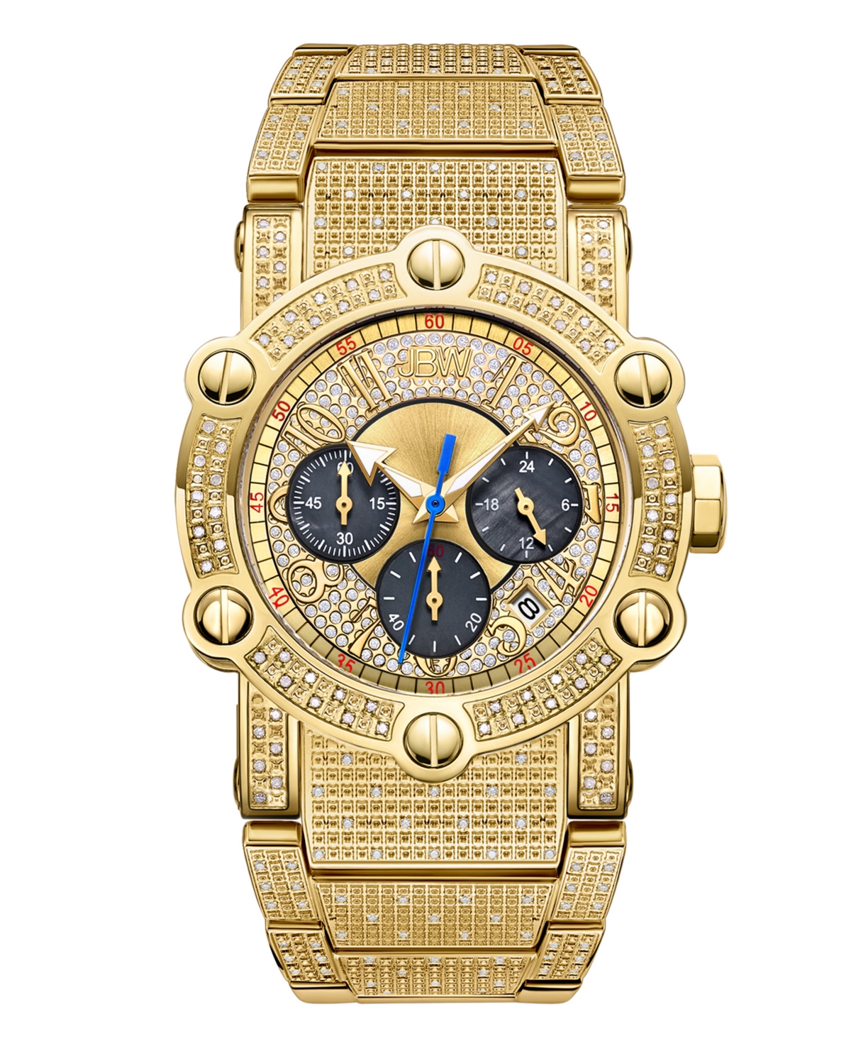 Jbw Men's Luxury Phantom 18k Gold-plated Stainless Steel Bracelet Watch, 42mm