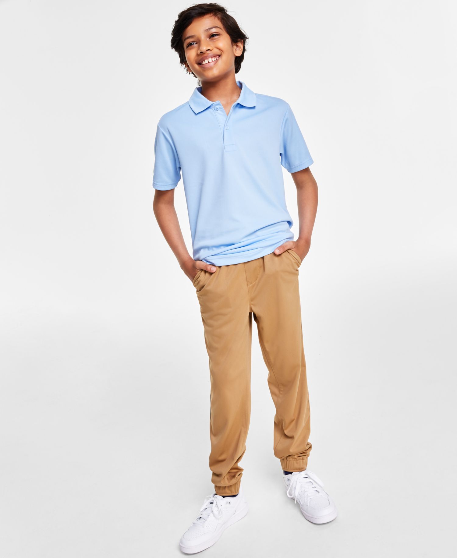 Big Boys Short Sleeve Performance Polo & Performance Drawstring Joggers