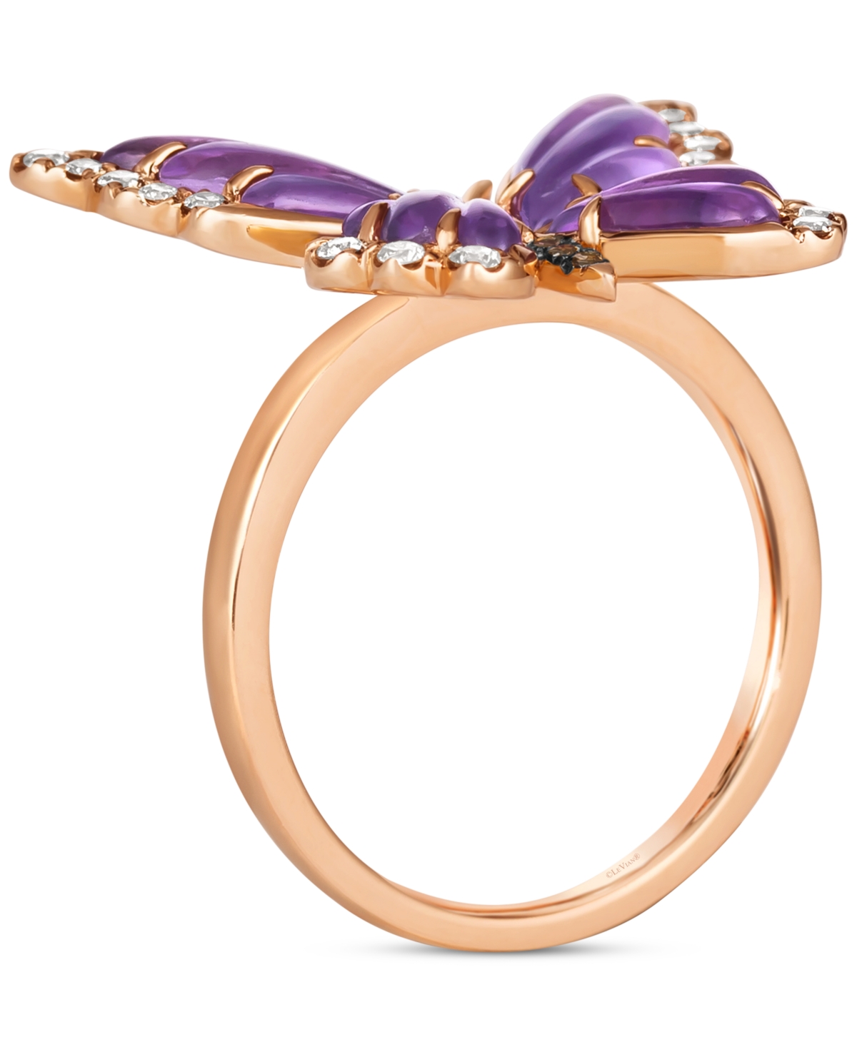 Le Vian Grape Amethyst (2-5/8 Ct. T.w.) & Diamond (1/4 Ct. T.w.) Butterfly Statement Ring In 14k Rose Gold In Gold
