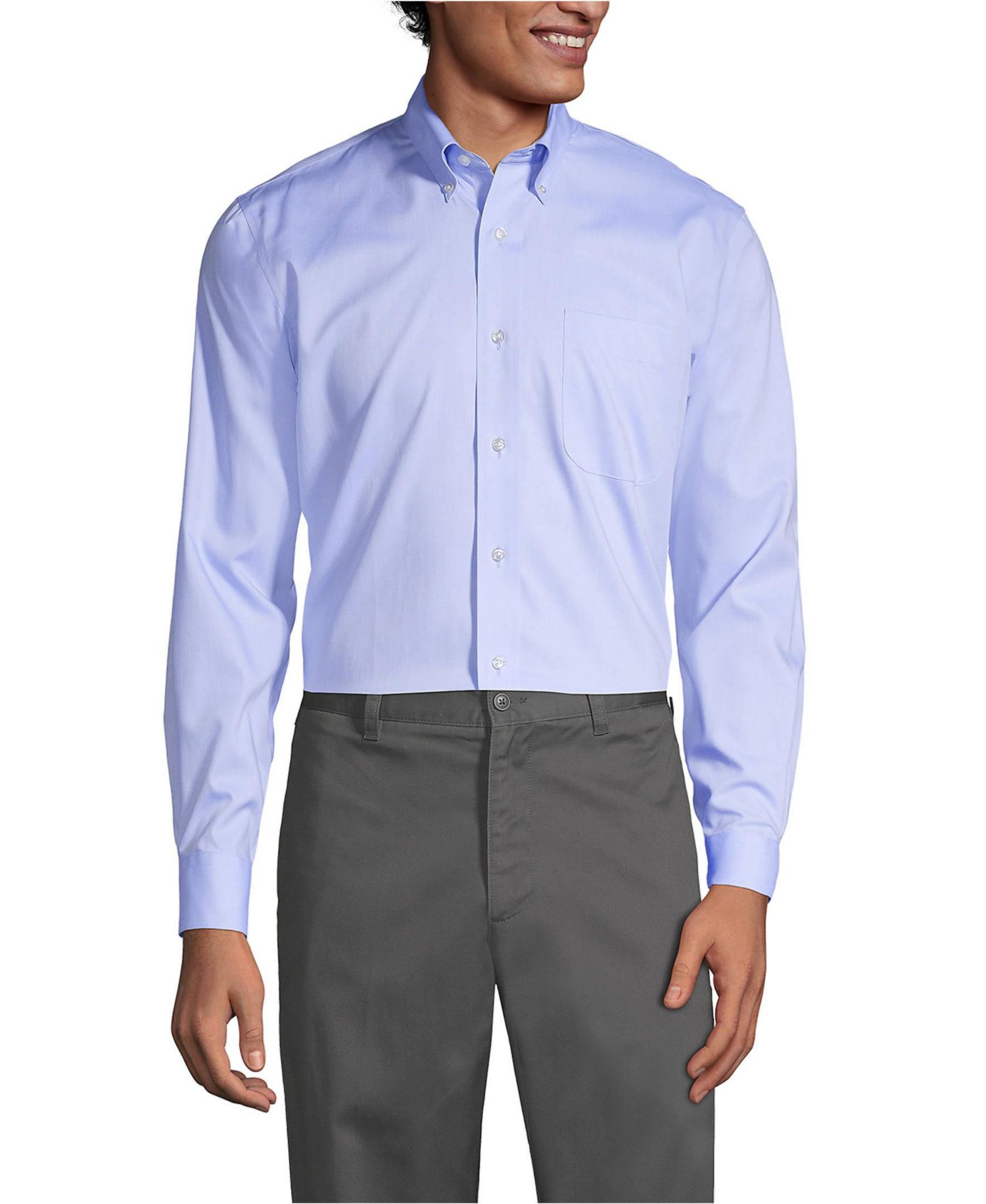 Men's Long Sleeve No Iron Pinpoint Dress Shirt