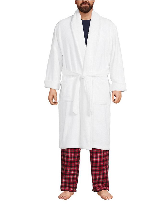 Lands' End Men's Big and Tall Calf Length Turkish Terry Robe & Reviews Men Macy's