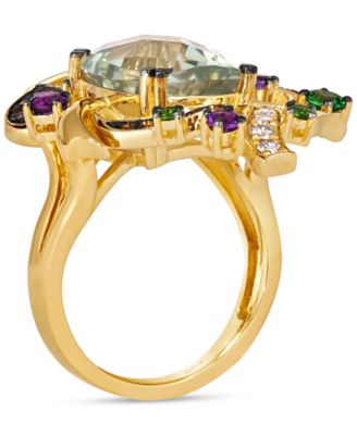 Crazy Collection&reg; Multi-Gemstone (5-1/3 ct. t.w.) & Diamond (3/8 ct. t.w.) Swirling Cluster Statement Ring in 14k Gold