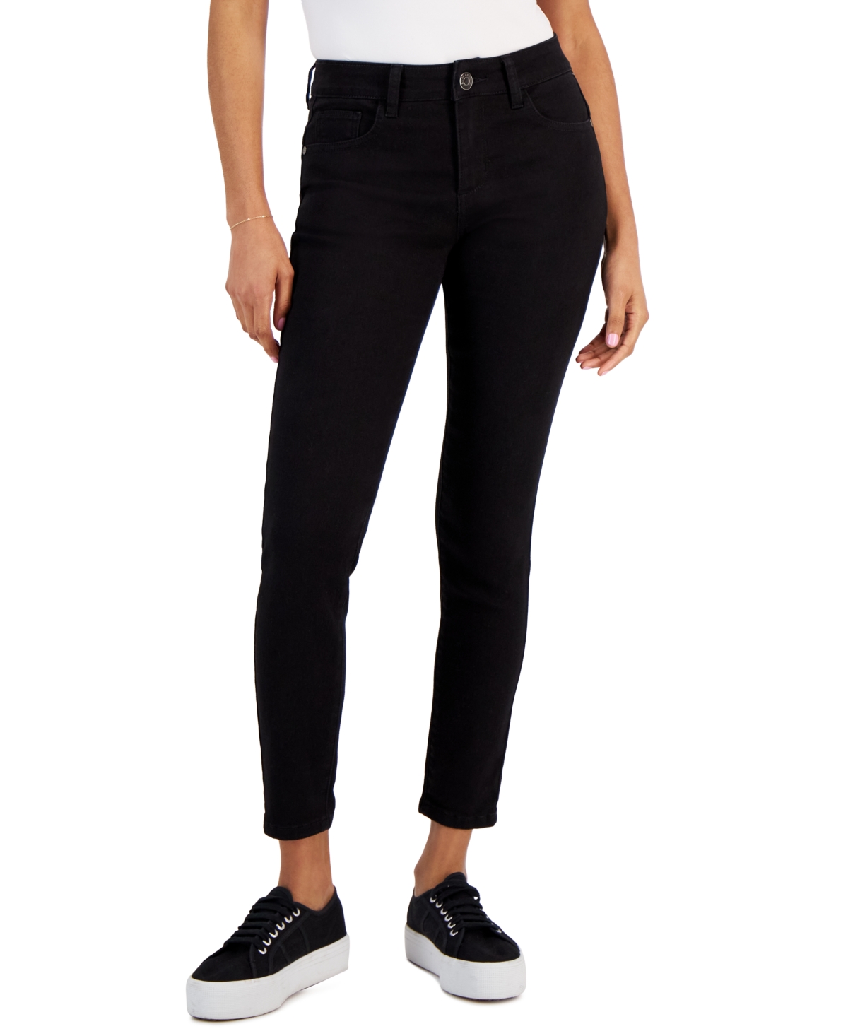 Gogo Jeans Juniors' Extra Curvy Skinny Ankle Jeans In Black