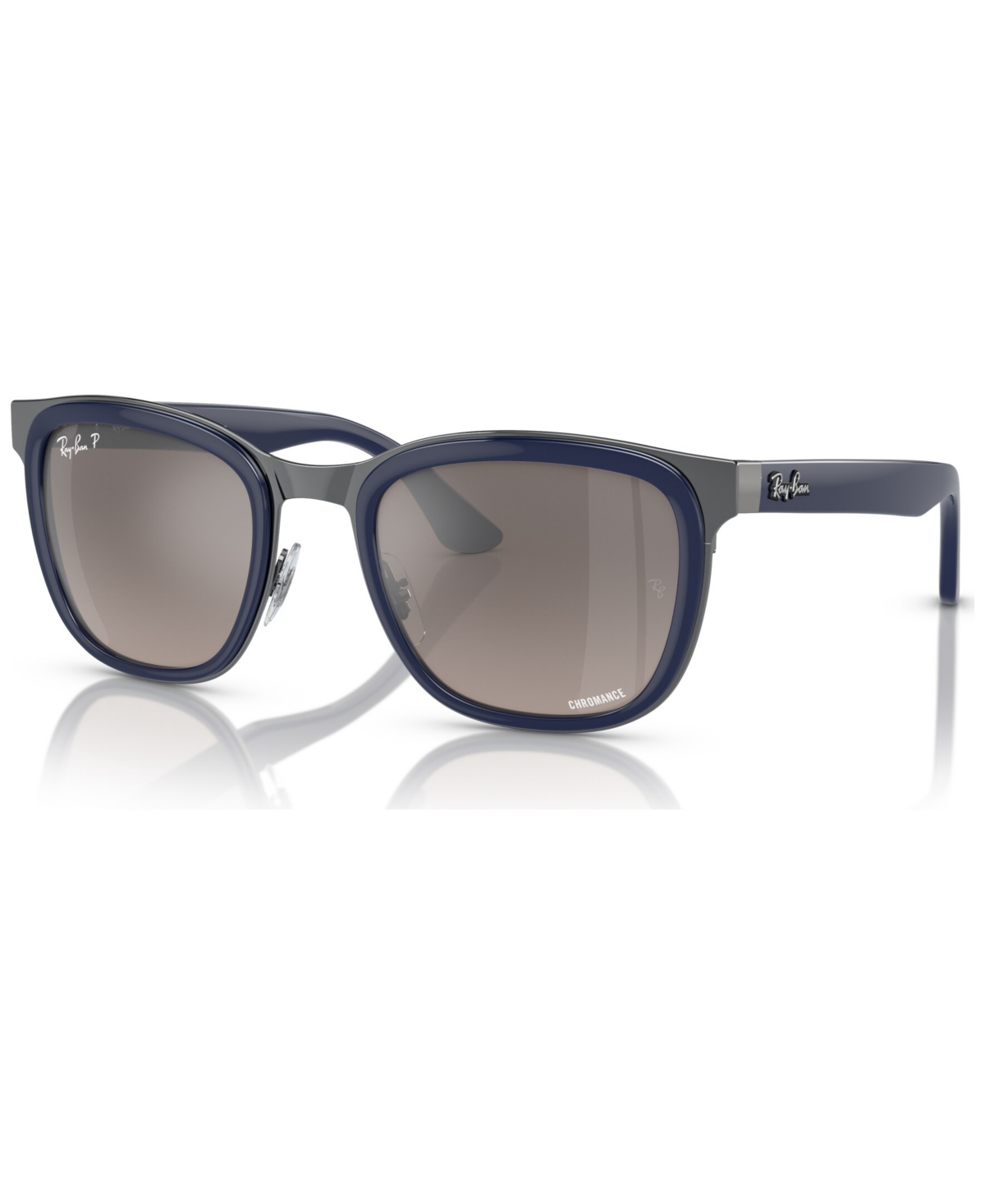 Ray Ban Unisex Polarized Sunglasses, Clyde In Blue On Gunmetal