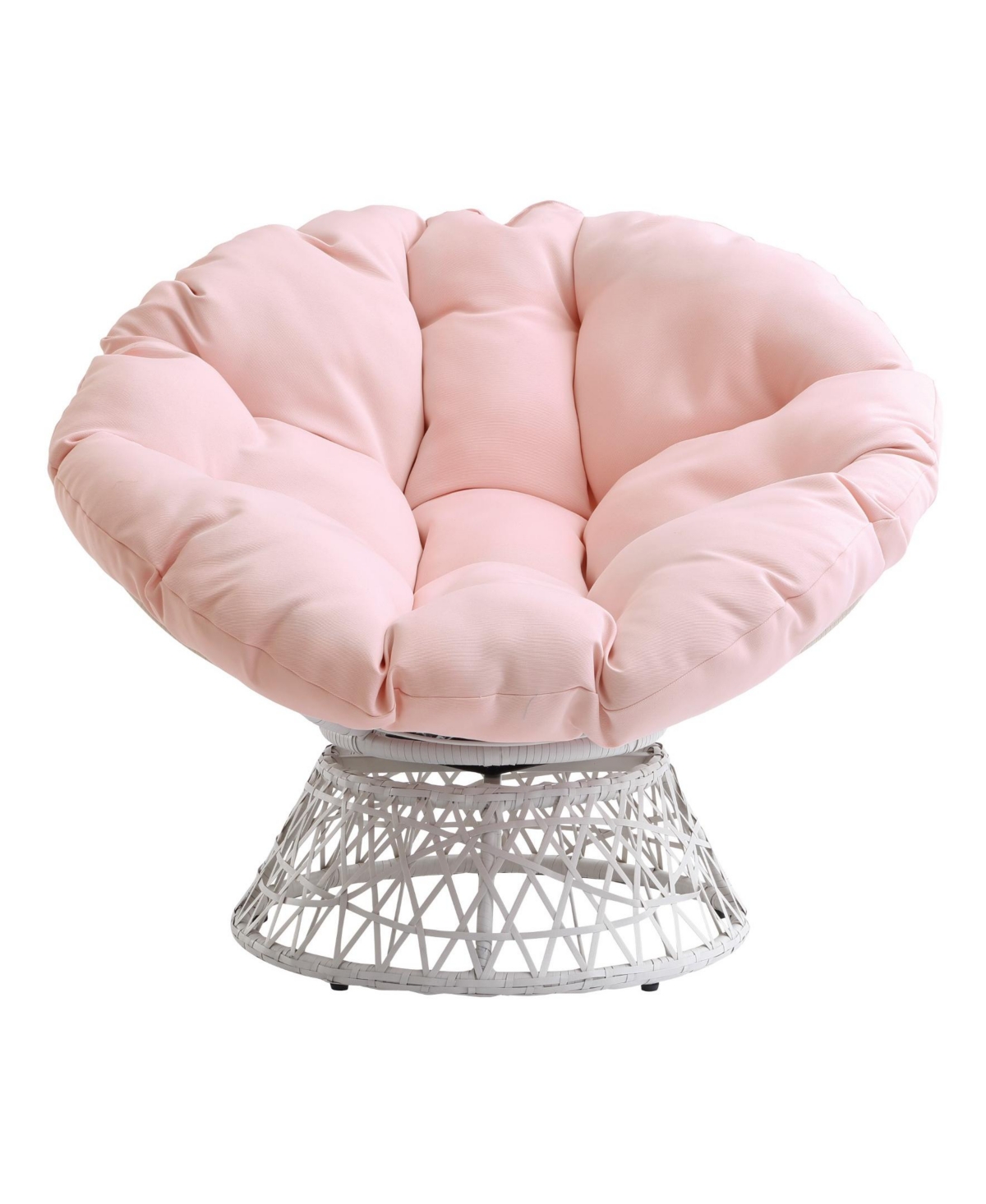 Osp Home Furnishings Papasan Chair With Round Pillow Cushion And Wicker Weave In Pink