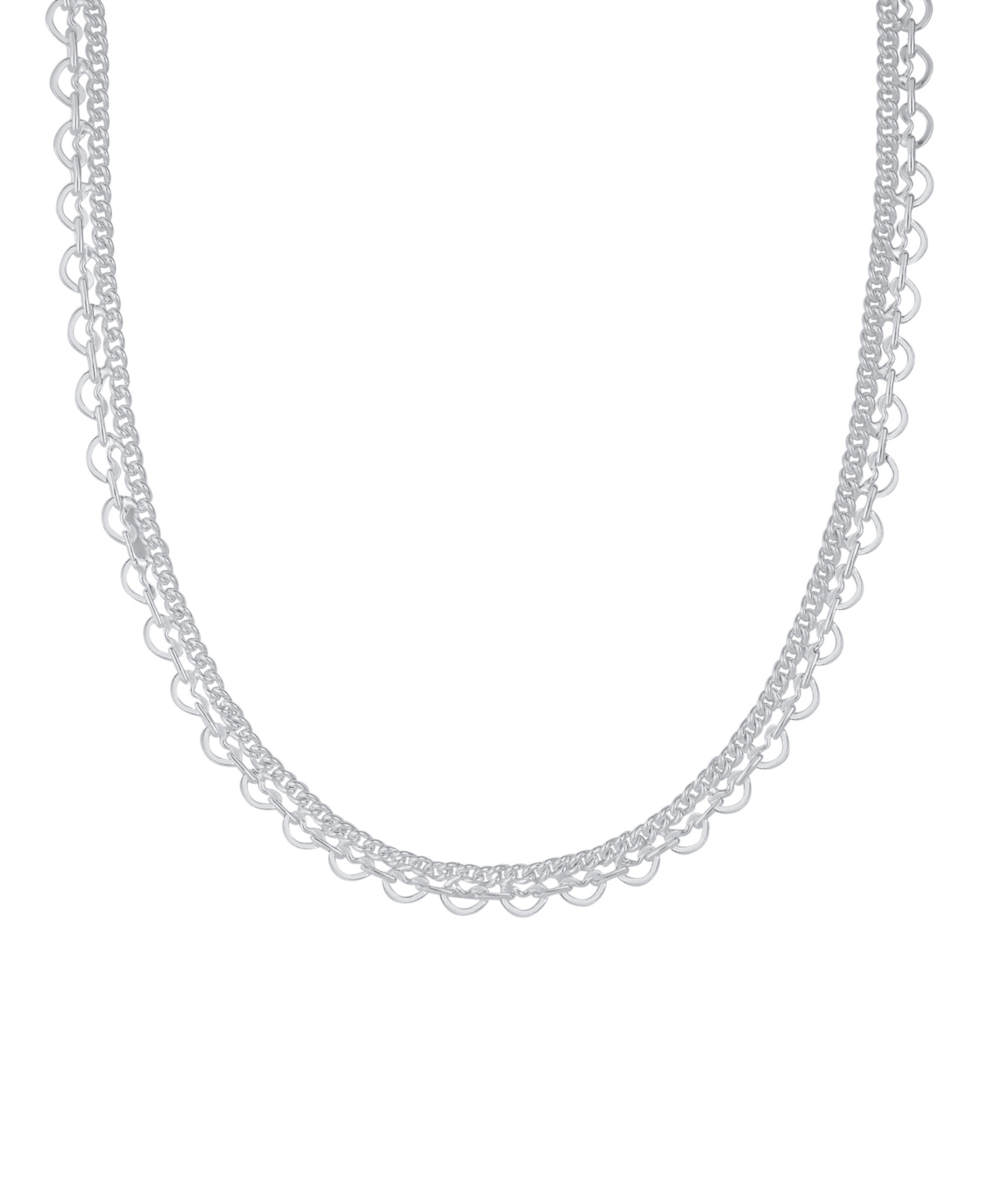 Silver Plated Heart Curb Linked Necklace - Silver