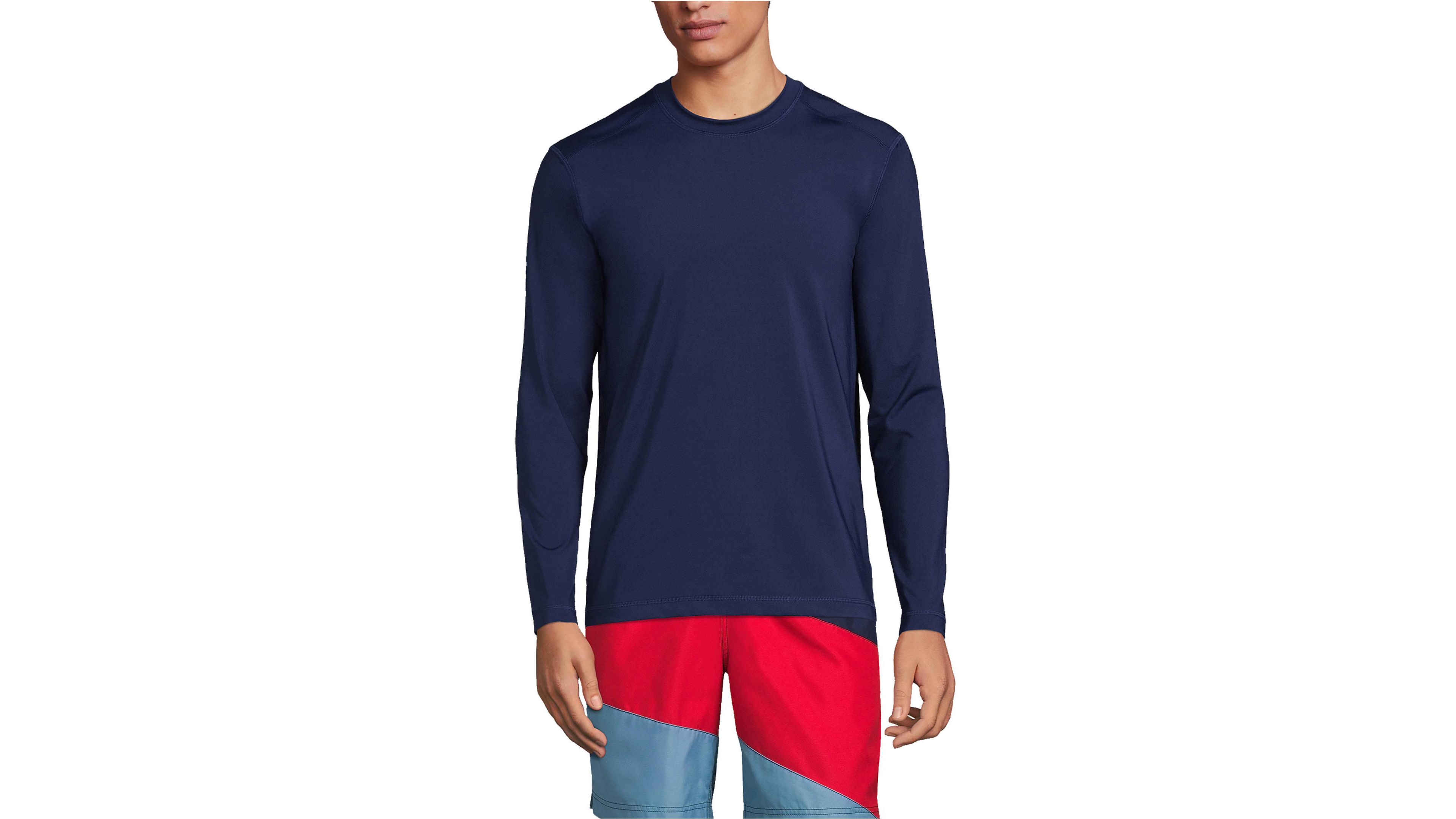 Lands' End Men's SunShade Upf 50 Long Sleeve Swim Tee Cooling Rash Guard