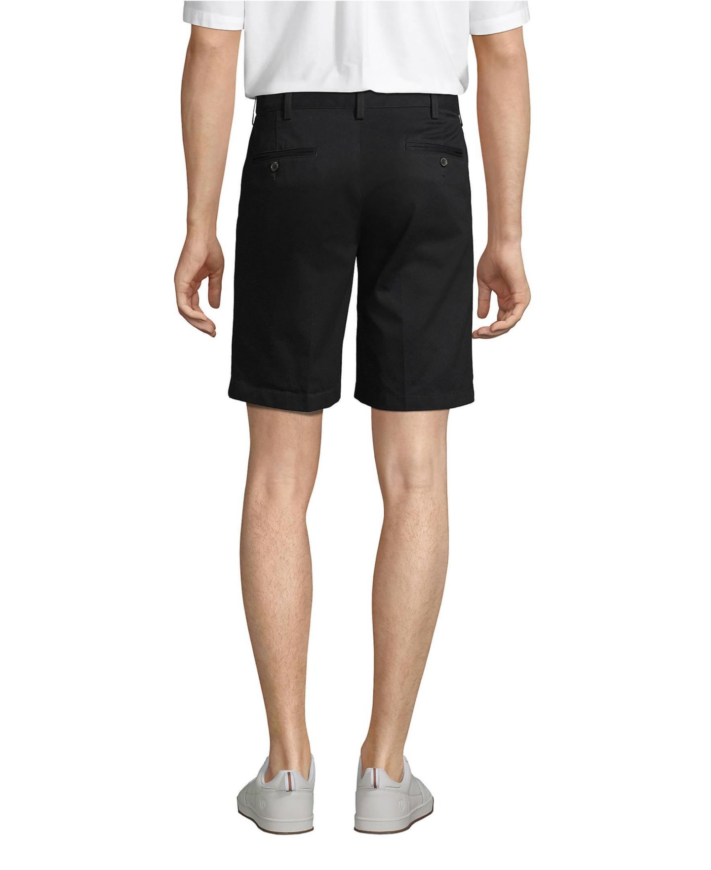 Мужские шорты Lands' End No Iron 9" Comfort Waist Pleated Front Chino Short, цвет: Чёрный — фото 2