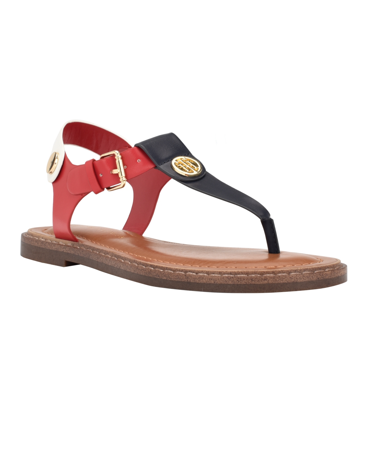 Shop Tommy Hilfiger Women's Bennia Thong Sandals In Red - Faux Leather