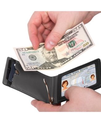 Men's Slim Bifold Wallet with Quick Access Pull Tab