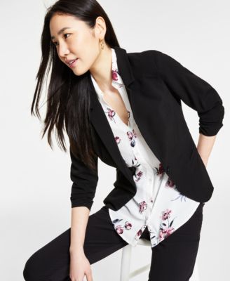 Juniors' Ruched 3/4-Sleeve Blazer