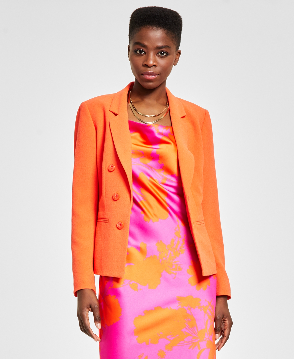 Bar Iii Women s Textured Crepe Faux Double Breasted Blazer Created for Macy s Smart Closet