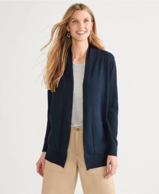 Women's Cotton Open Long Sleeve Cardigan Sweater