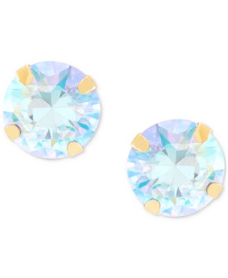 Children's Iridescent Cubic Zirconia Screwback Stud Earrings in 14k Gold