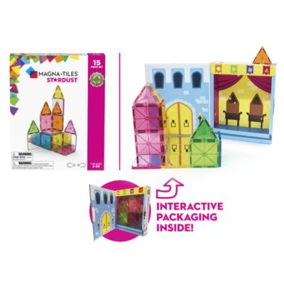 MAGNA-TILESA  MAGNA-TILES Stardust 15-Piece Magnetic Construction Set, Ages 3+