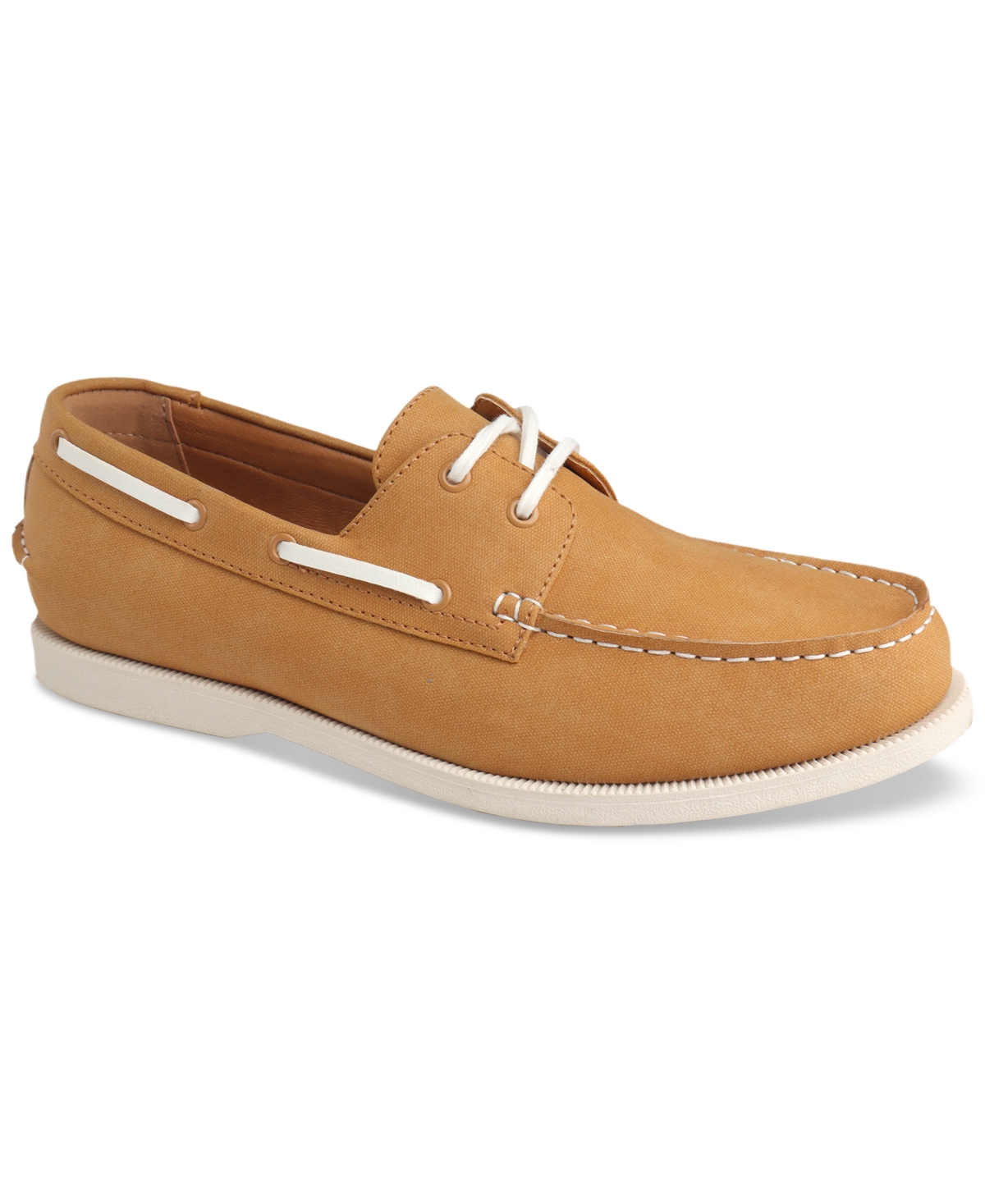 Shop Club Room Men's Elliot Lace-up Boat Shoes, Created For Macy's In Sand