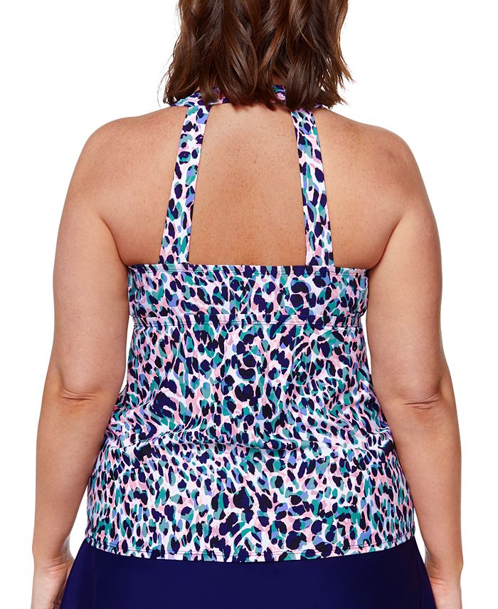 Island Escape Plus Size Printed Tankini Top, Created for Macy's Macy's