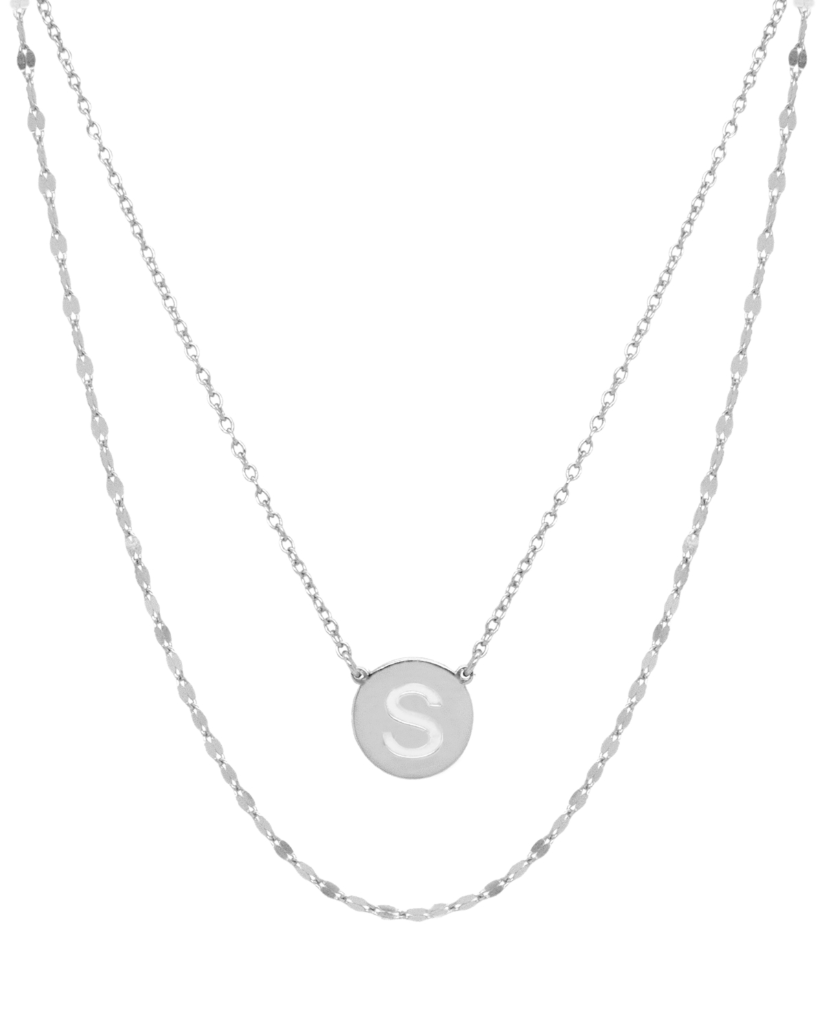 Initial Disc Layered Pendant Necklace in Sterling Silver, Created for Macy's - S