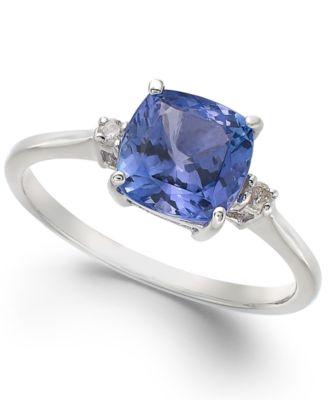 Macy's - 14k White Gold Ring, Tanzanite (1-5/8 ct. t.w.) and Diamond Accent Cushion Ring