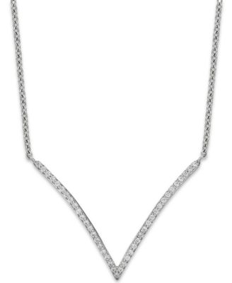 Wrapped - Diamond V-Necklace in 10k White Gold (1/6 ct. t.w.)