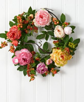 20" Mixed Peony and Berry Wreath