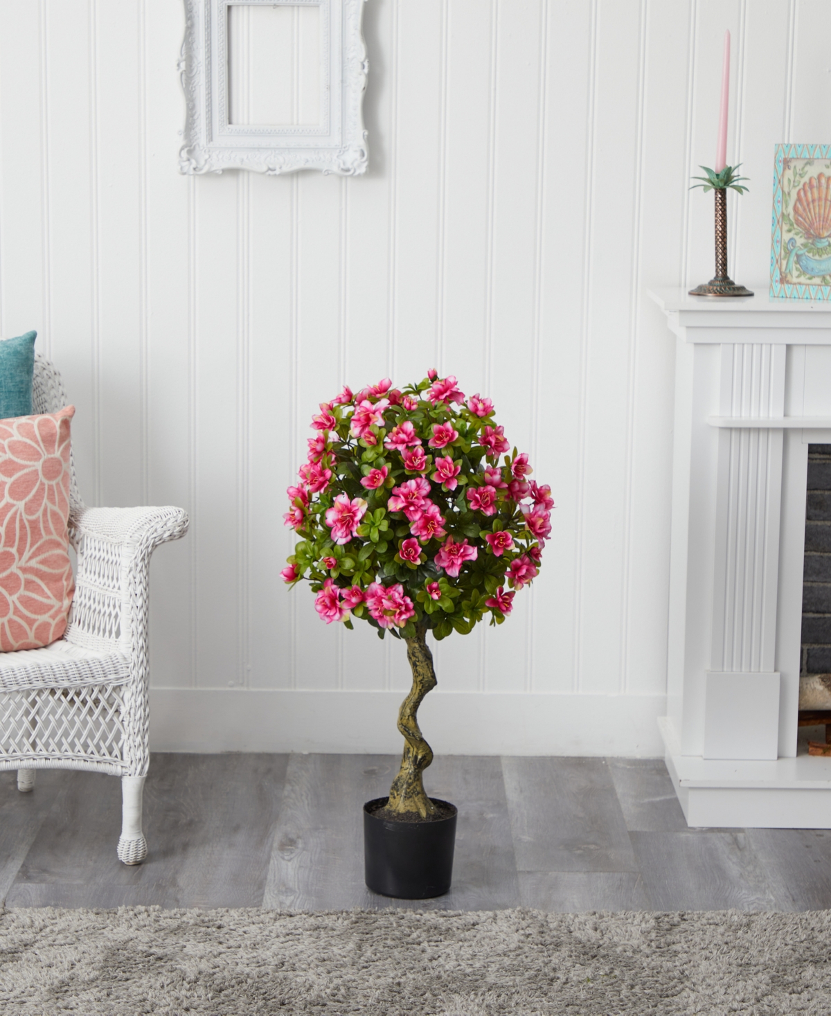 Nearly Natural 3' Azalea Artificial Topiary Tree In Pink