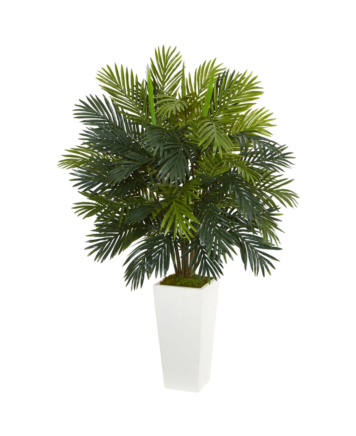 45" Areca Palm Artificial Plant in White Tower Planter - Green