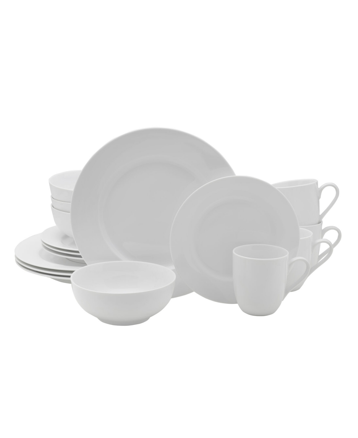 Everyday Whiteware Classic Rim 16 Piece Dinnerware Set, Service for 4 - White
